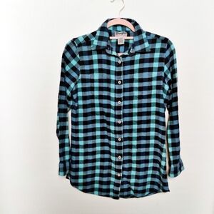 Wrangler Blue Plaid Flannel Wrancher Button Down Shirt Size Medium